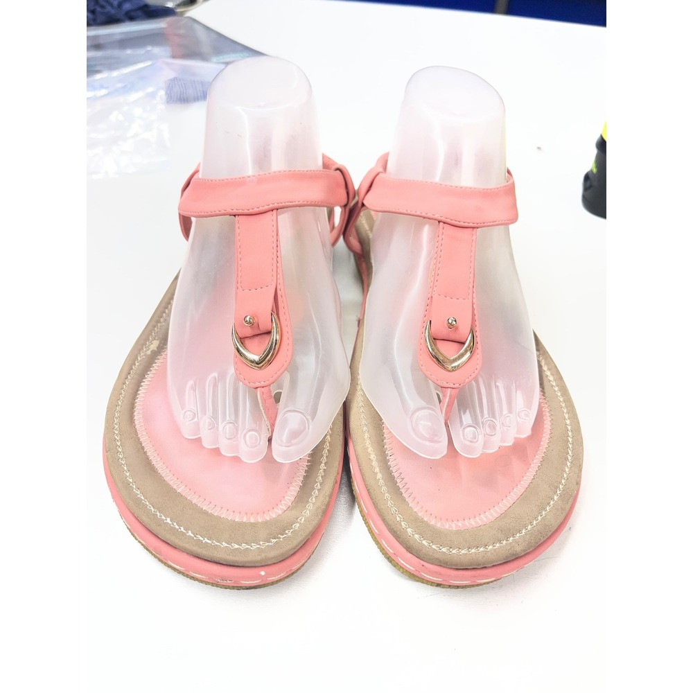 Socosands Pink Elastic Slingback Thong Sandals Gold Ring Detail Size 45